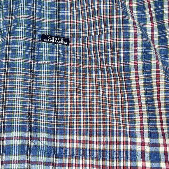 VTG Ralph Lauren Chaps Shirt Mens XL Multicolor Plaid Short Sleeve Button-Down - Picture 3 of 11